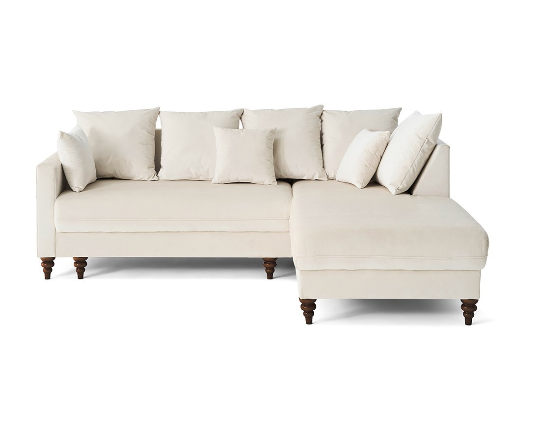 Canapé d'angle droit 4 places convertible en velours Flamingo