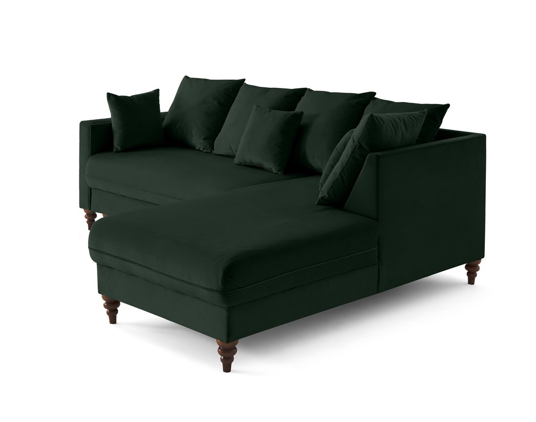 Canapé d'angle droit 4 places convertible en velours Flamingo