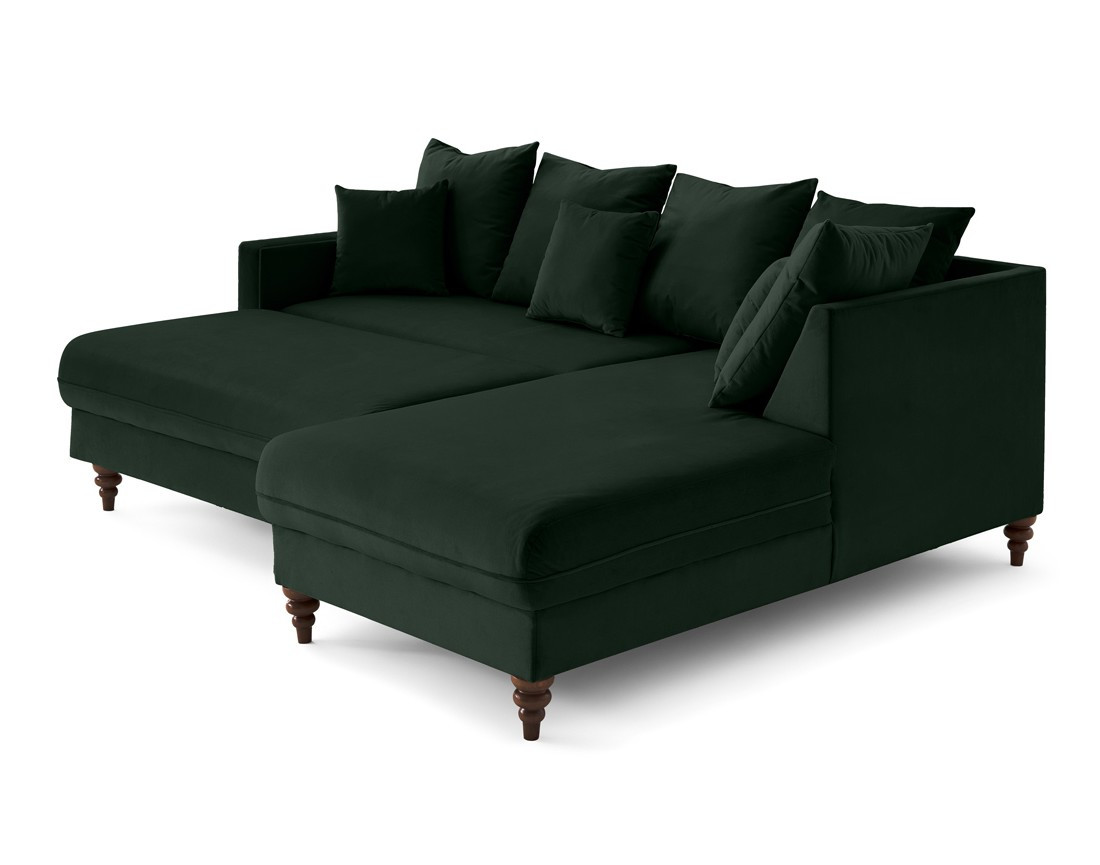 Canapé d'angle droit 4 places convertible en velours Flamingo