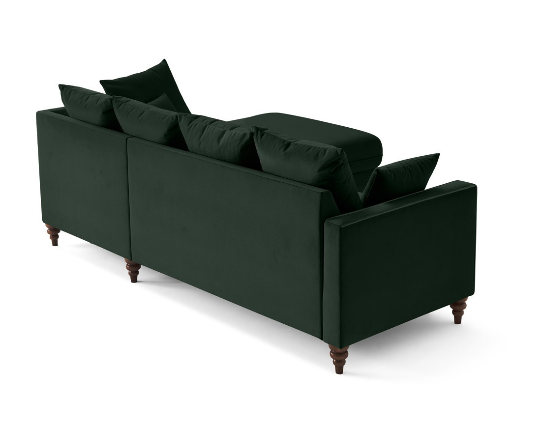 Canapé d'angle droit 4 places convertible en velours Flamingo