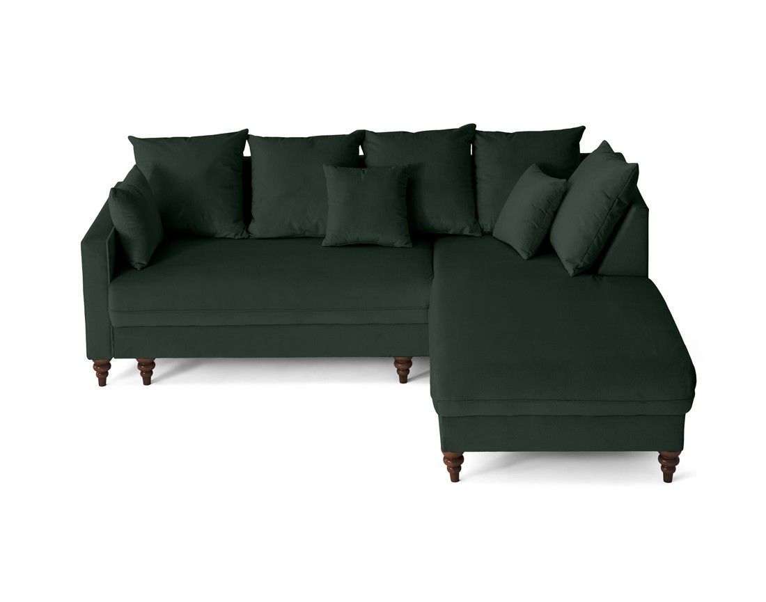 Canapé d'angle droit 4 places convertible en velours Flamingo