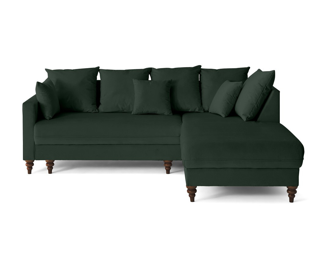 Canapé d'angle droit 4 places convertible en velours Flamingo