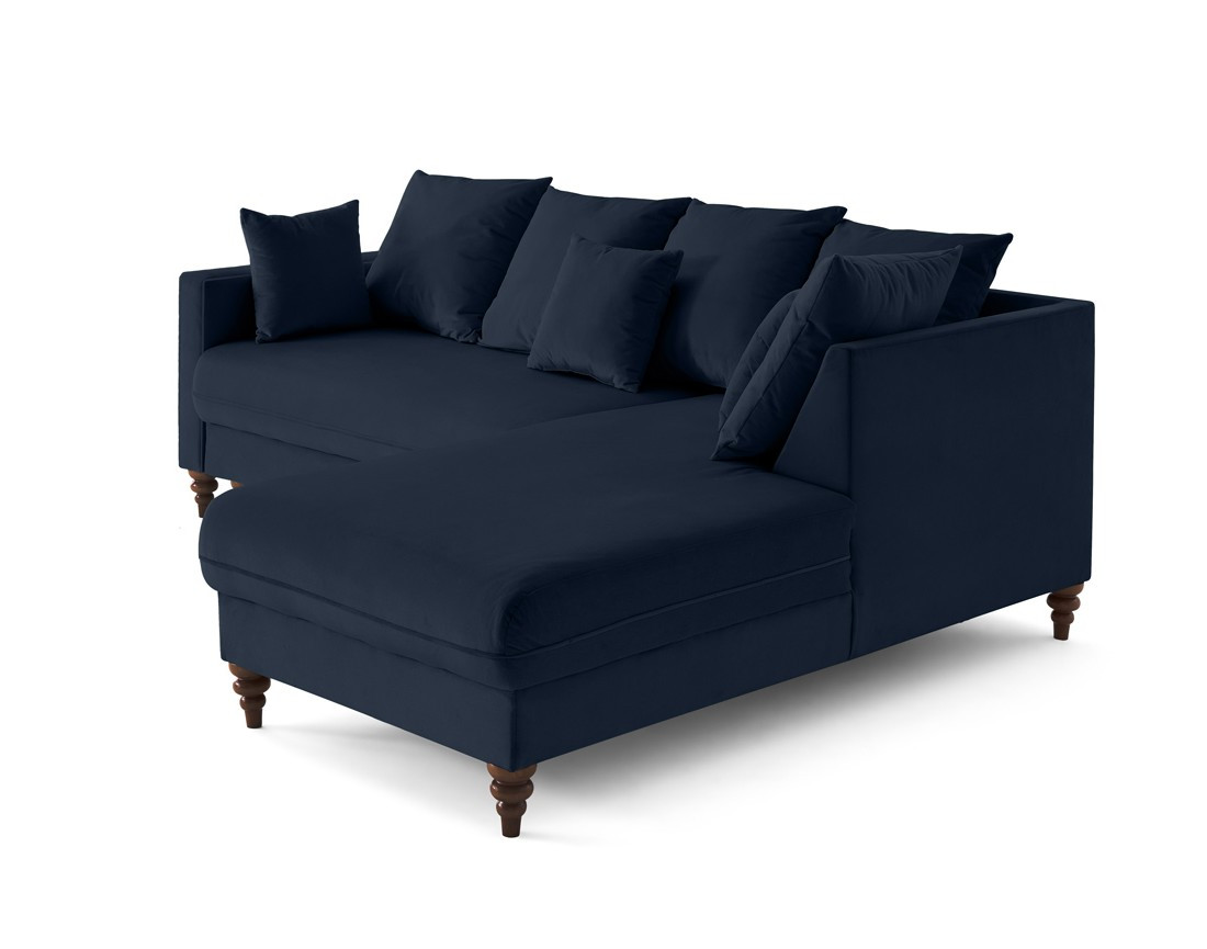 Canapé d'angle droit 4 places convertible en velours Flamingo