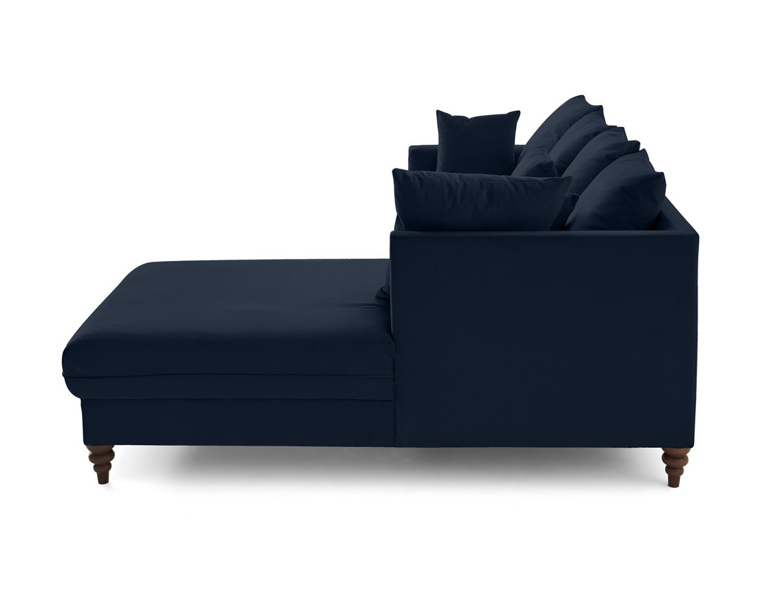 Canapé d'angle droit 4 places convertible en velours Flamingo