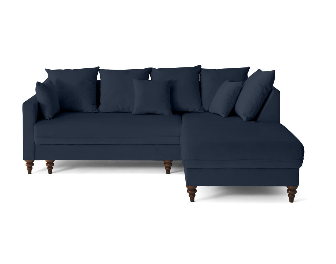 Canapé d'angle droit 4 places convertible en velours Flamingo