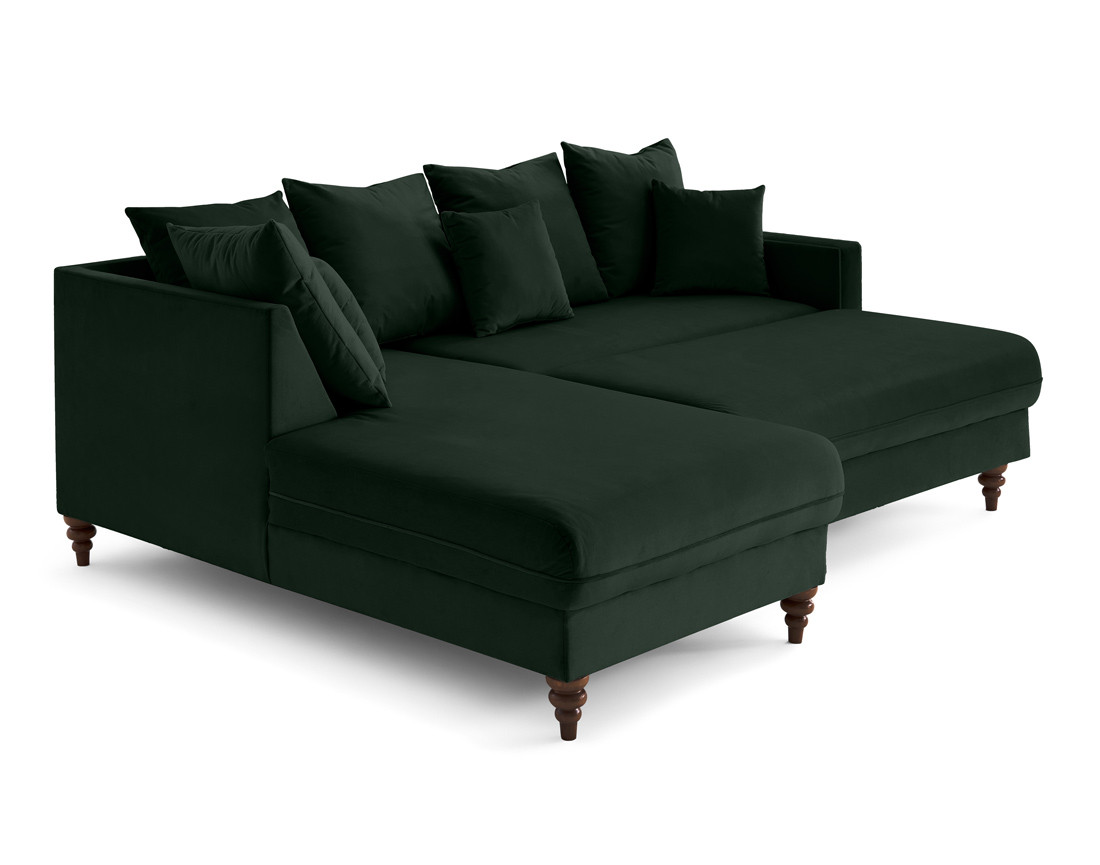 Canapé d'angle gauche 4 places convertible en velours Flamingo