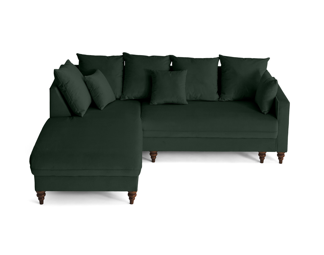 Canapé d'angle gauche 4 places convertible en velours Flamingo