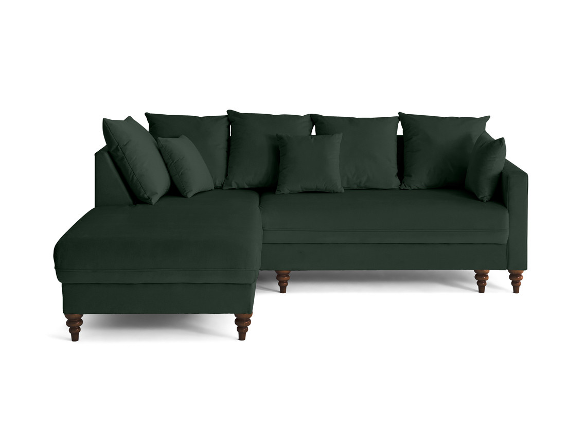 Canapé d'angle gauche 4 places convertible en velours Flamingo