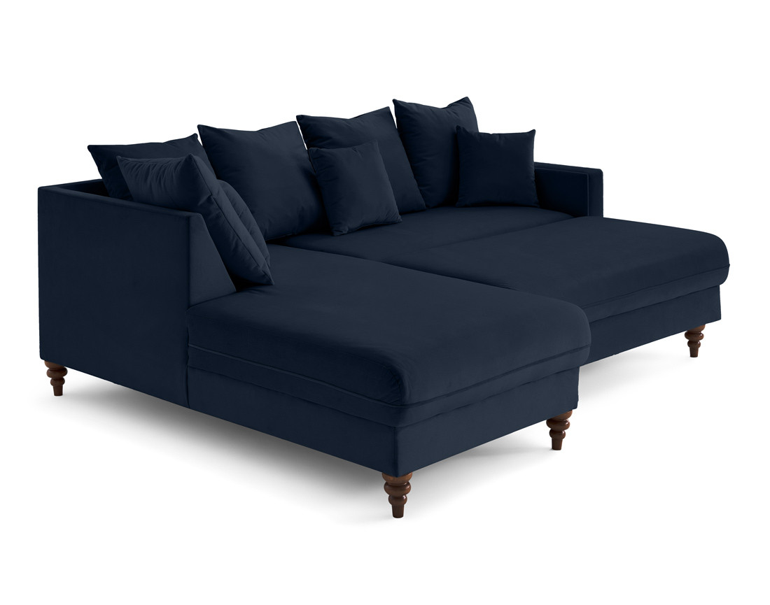 Canapé d'angle gauche 4 places convertible en velours Flamingo