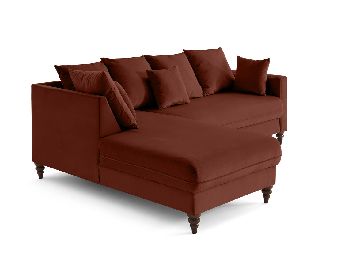 Canapé d'angle gauche 4 places convertible en velours Flamingo