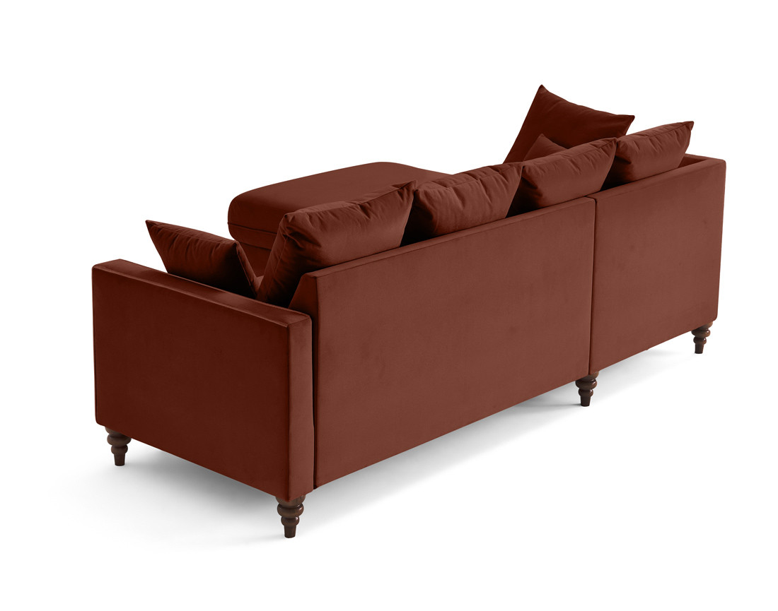 Canapé d'angle gauche 4 places convertible en velours Flamingo