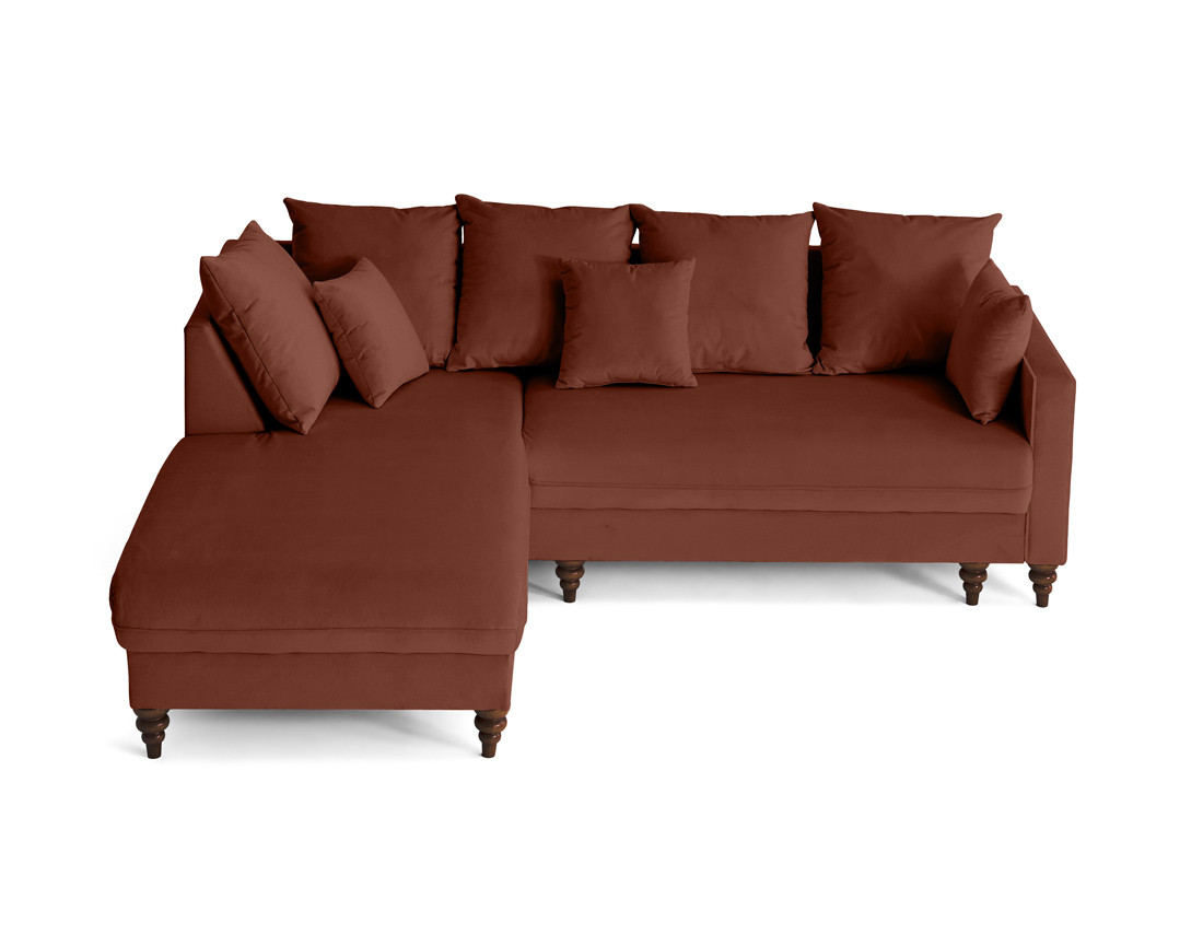 Canapé d'angle gauche 4 places convertible en velours Flamingo