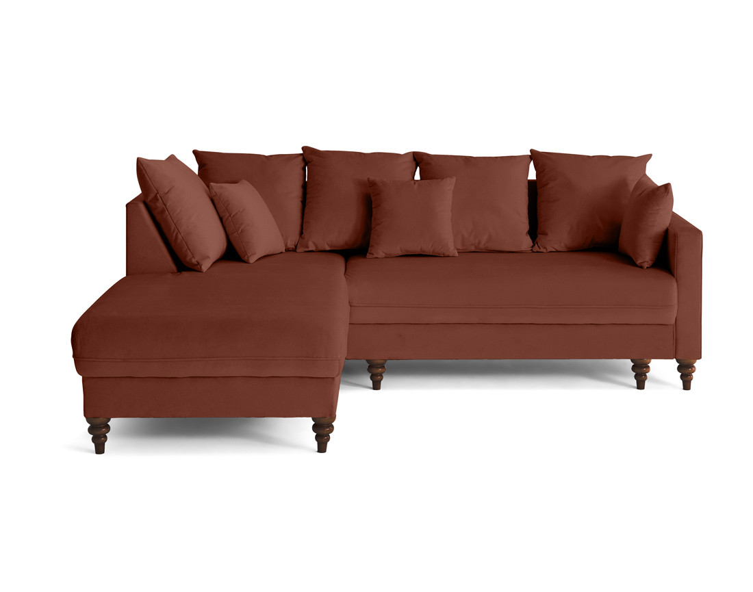 Canapé d'angle gauche 4 places convertible en velours Flamingo