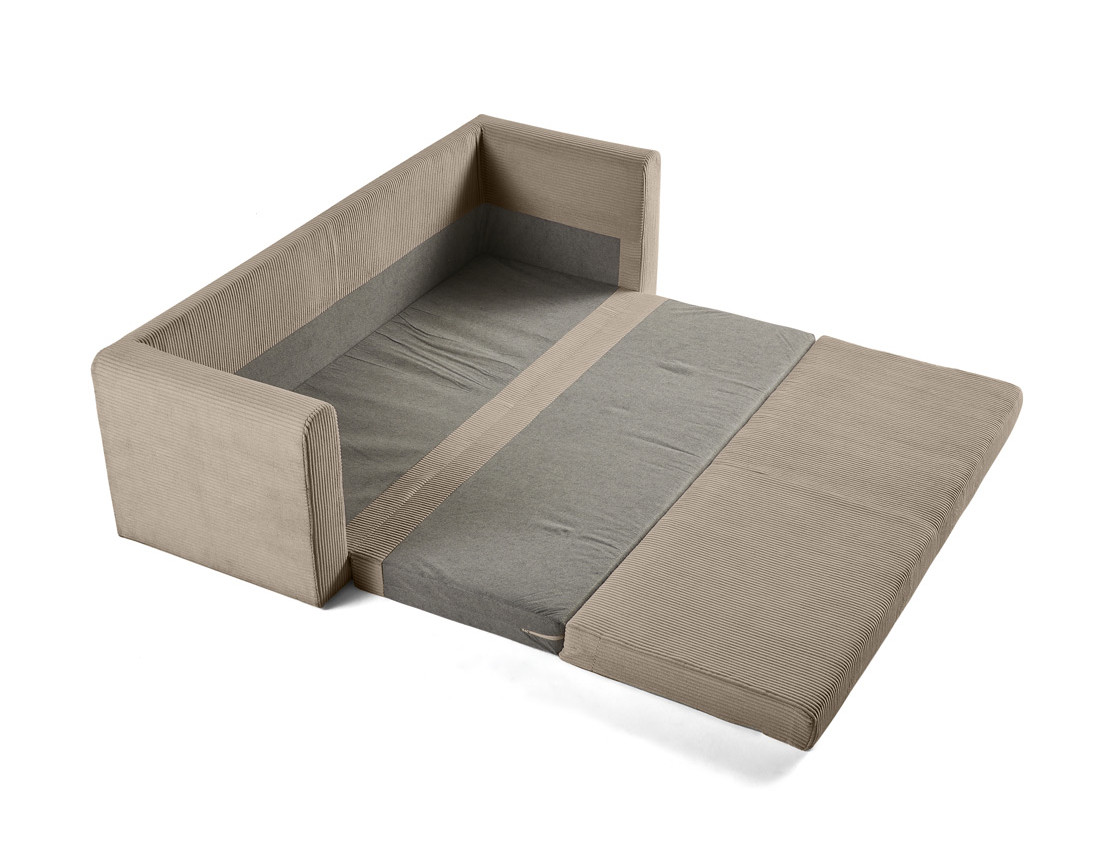 Canapé 3 places convertible déplimousse en velours côtelé Marilia
