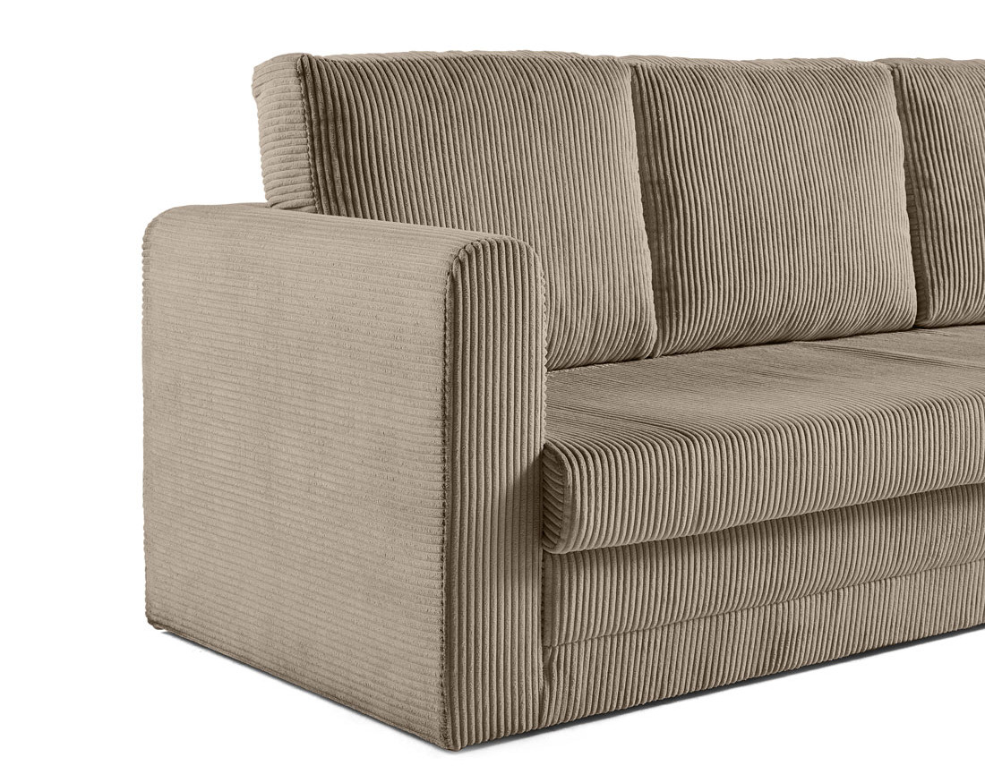 Canapé 3 places convertible déplimousse en velours côtelé Marilia