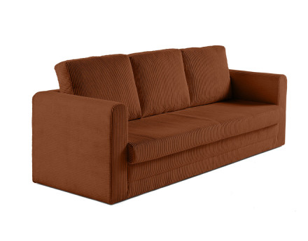 Canapé 3 places convertible déplimousse en velours côtelé Marilia