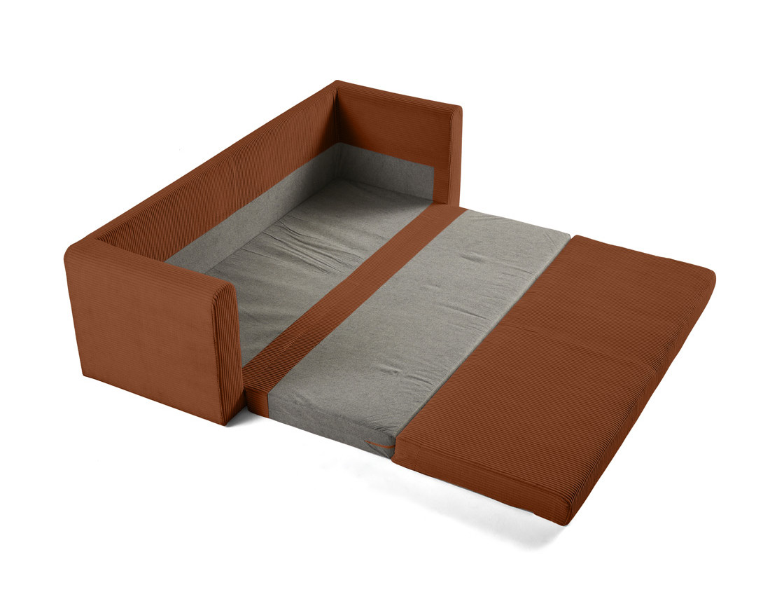 Canapé 3 places convertible déplimousse en velours côtelé Marilia