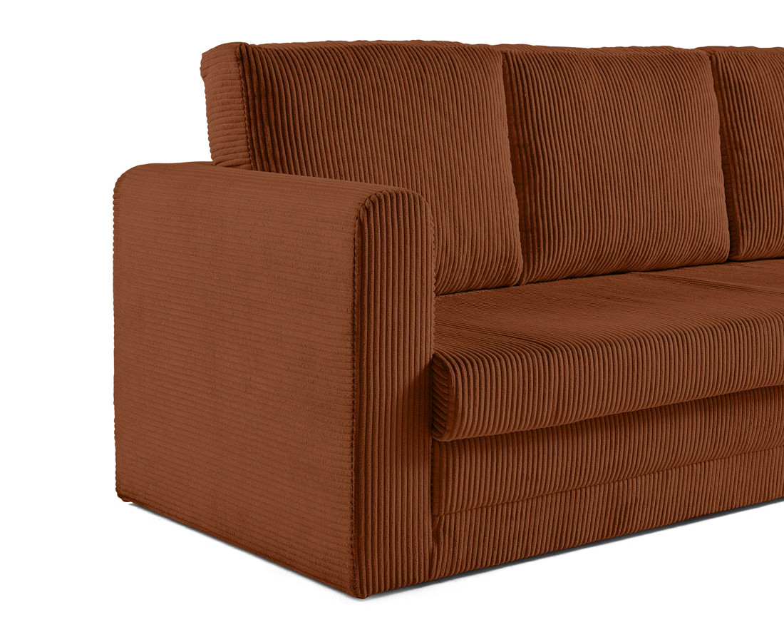 Canapé 3 places convertible déplimousse en velours côtelé Marilia