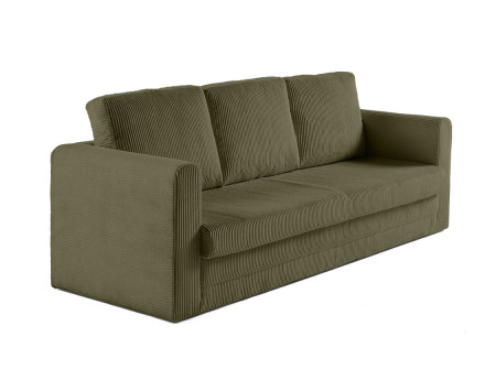 Canapé 3 places convertible déplimousse en velours côtelé Marilia