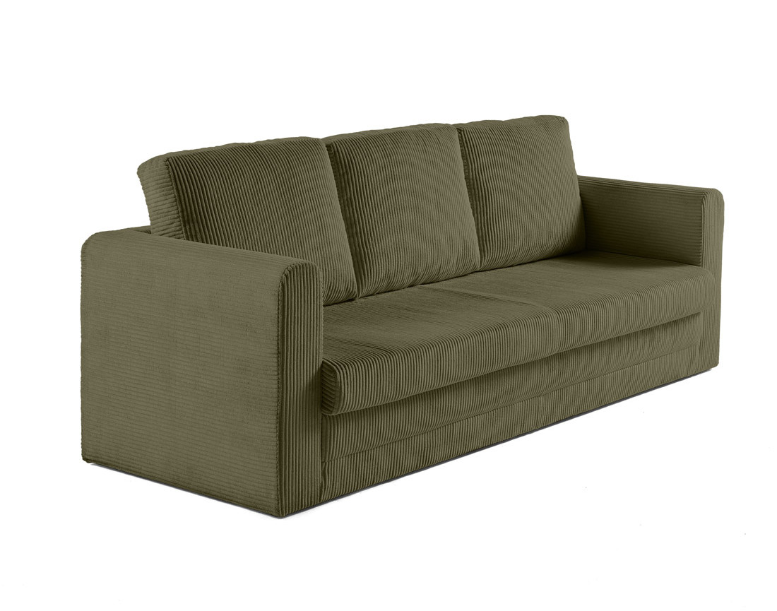 Canapé 3 places convertible déplimousse en velours côtelé Marilia