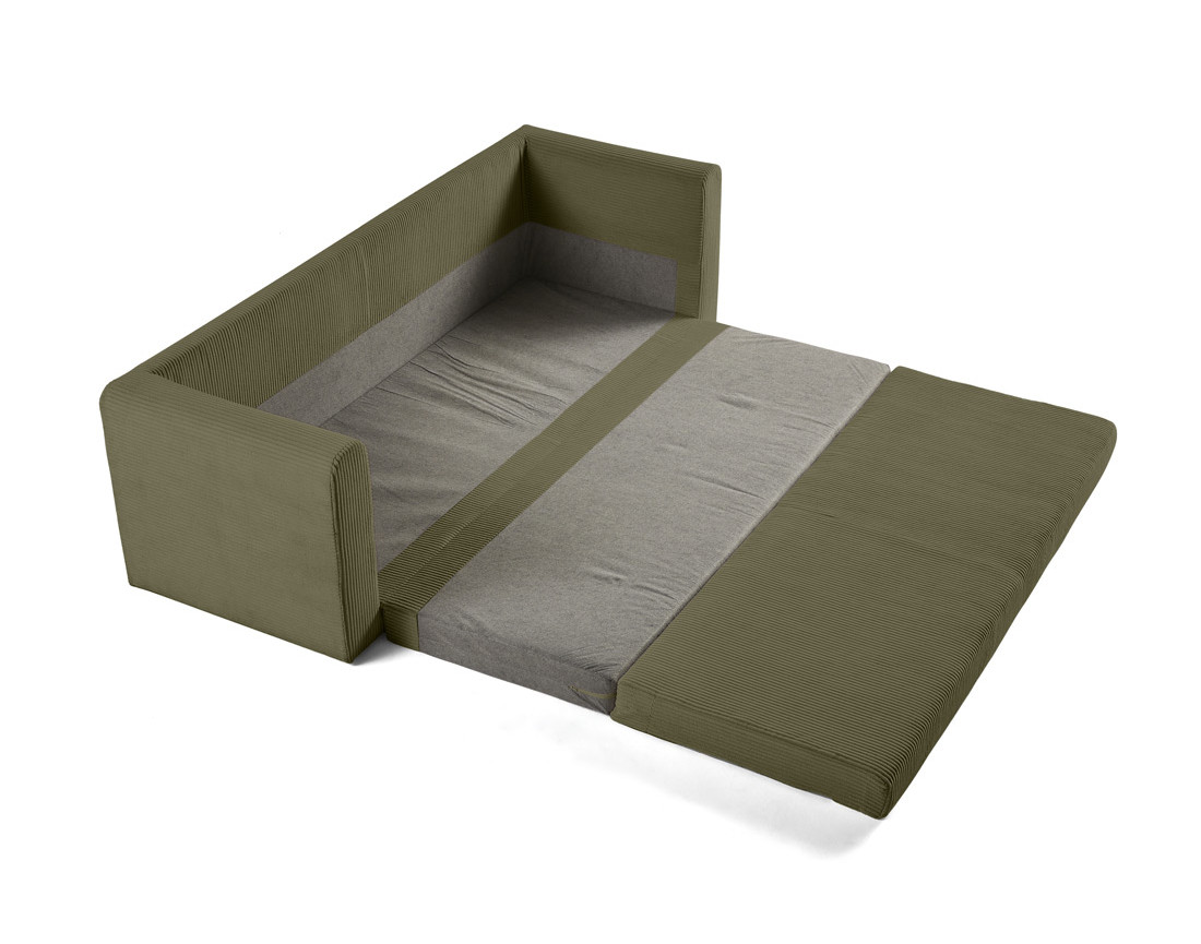 Canapé 3 places convertible déplimousse en velours côtelé Marilia