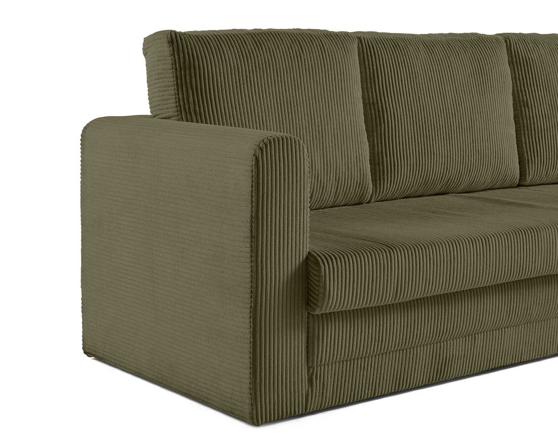 Canapé 3 places convertible déplimousse en velours côtelé Marilia