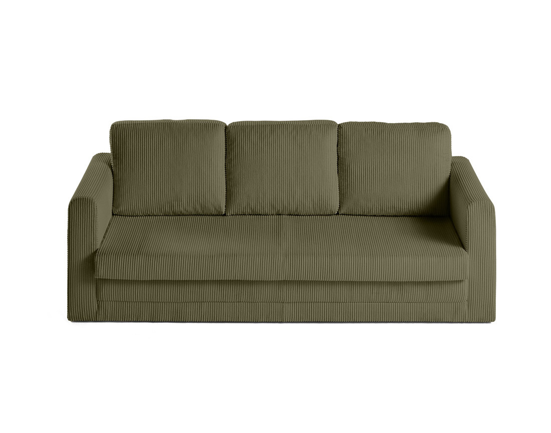 Canapé 3 places convertible déplimousse en velours côtelé Marilia