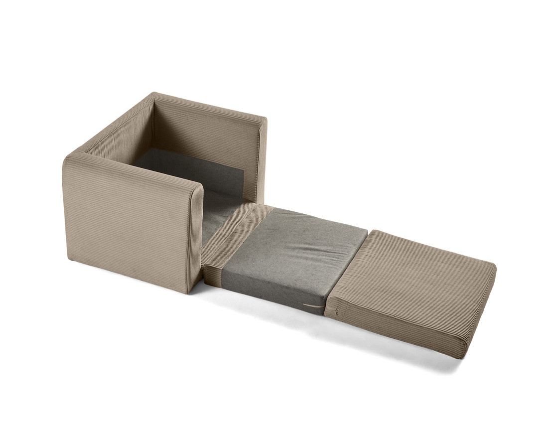 Fauteuil convertible déplimousse en velours côtelé Marilia