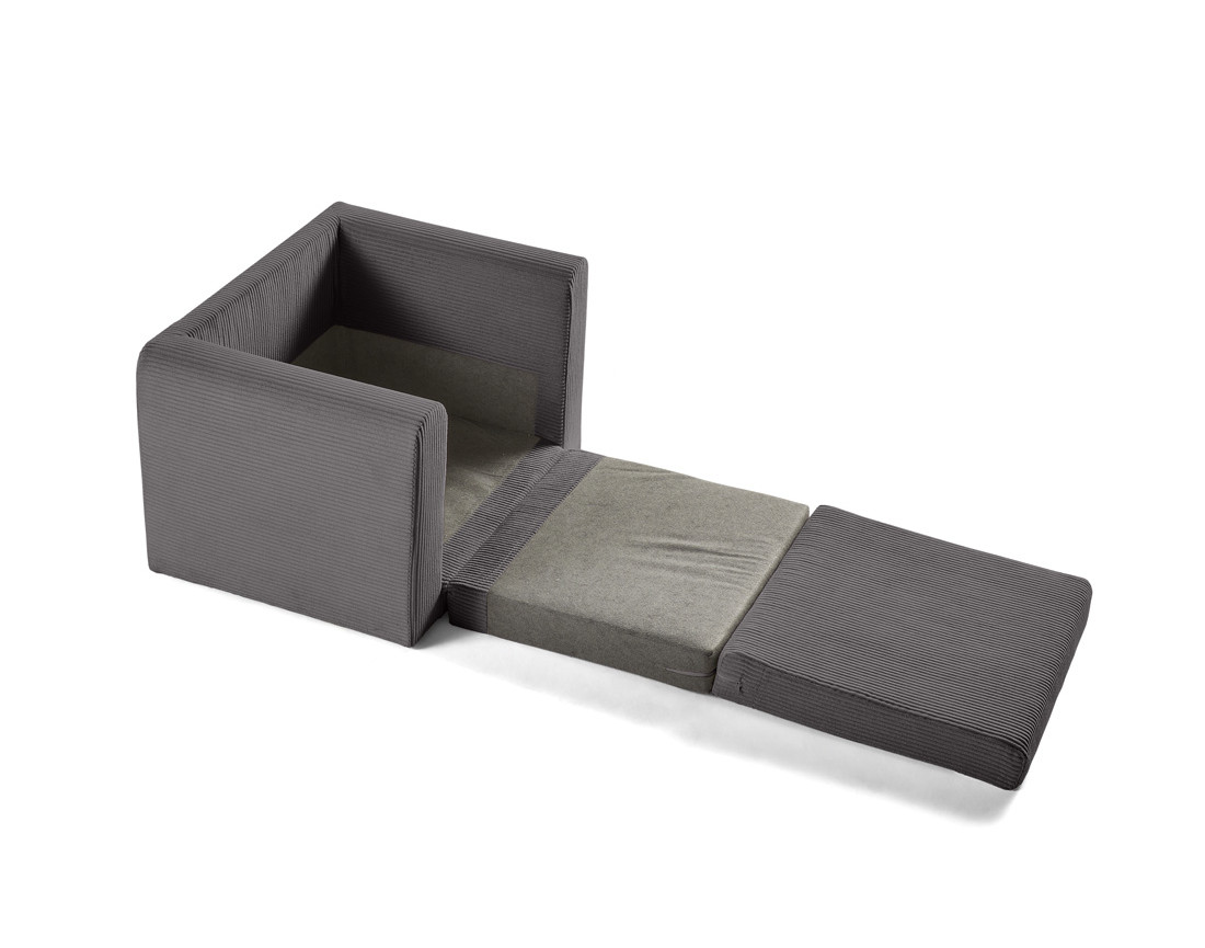 Fauteuil convertible déplimousse en velours côtelé Marilia