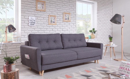 BOBOCHIC Oslo - Canapé 3 places convertible - avec coffre - en tissu style scandinave rétro BOBOCHIC Oslo - Canapé 3 places convertible - avec coffre - en tissu style scandinave rétro