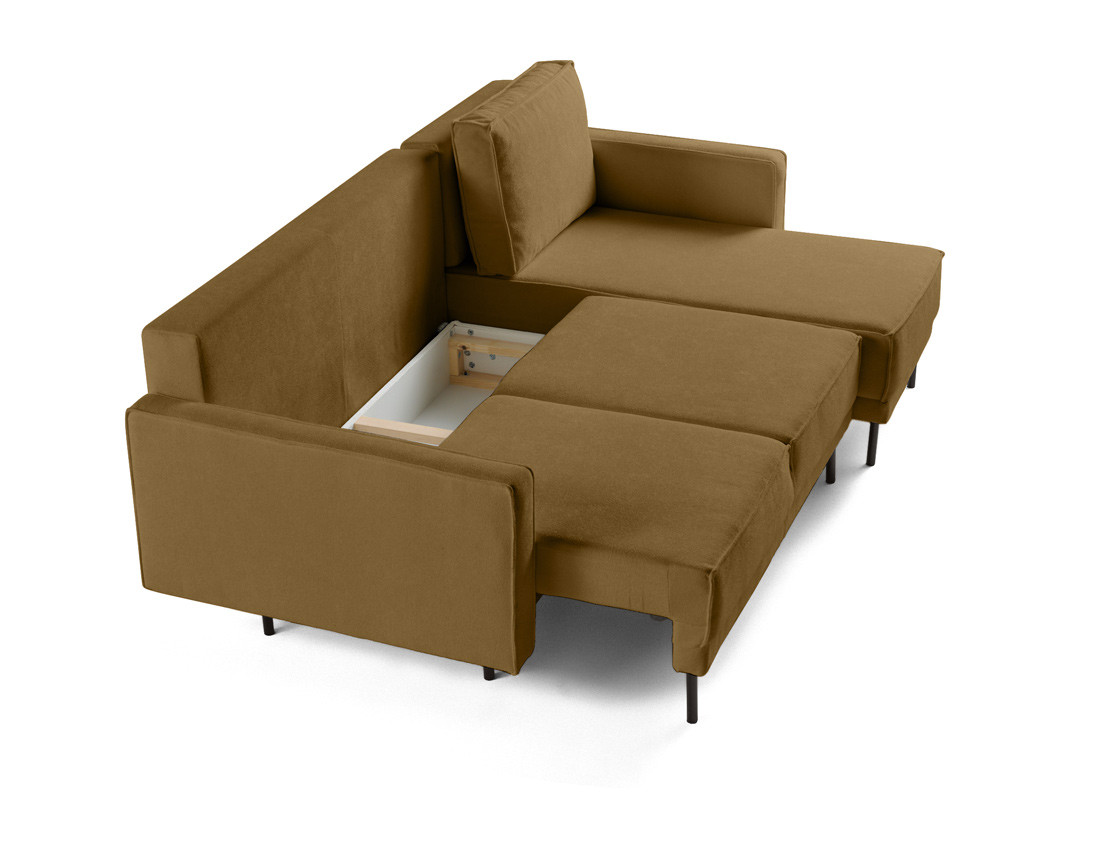 Canapé d'angle réversible convertible avec coffre en tissu Charlie