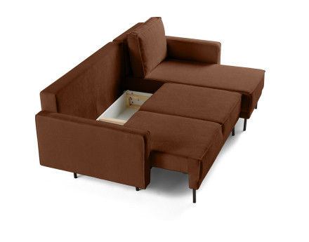 Canapé d'angle réversible convertible avec coffre en tissu Charlie