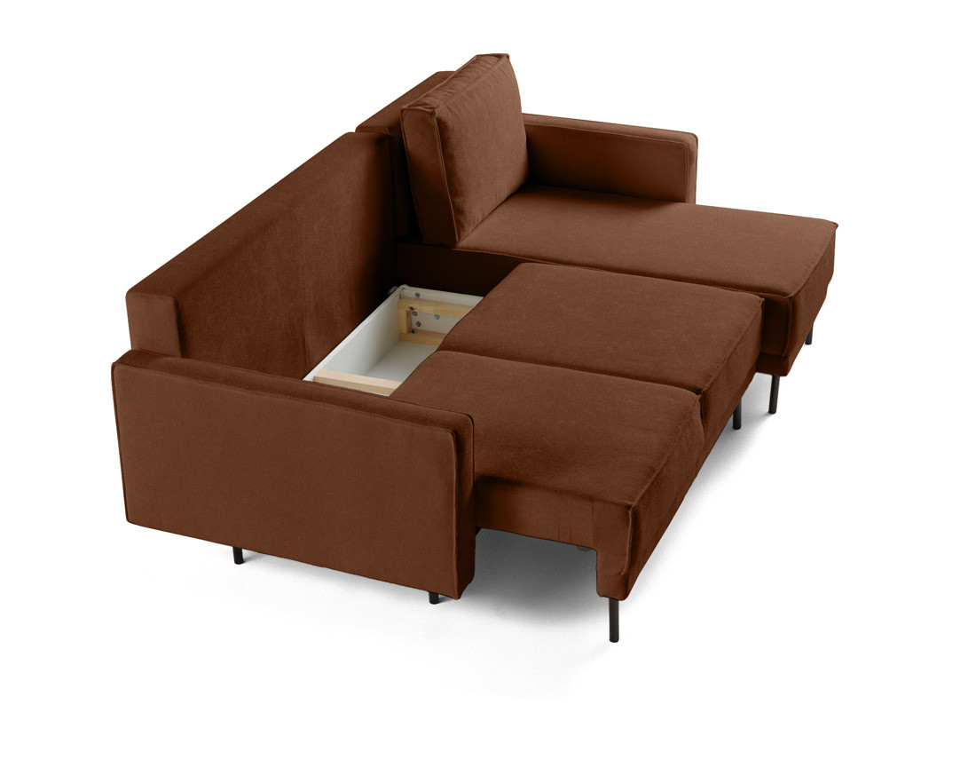 Canapé d'angle réversible convertible avec coffre en tissu Charlie