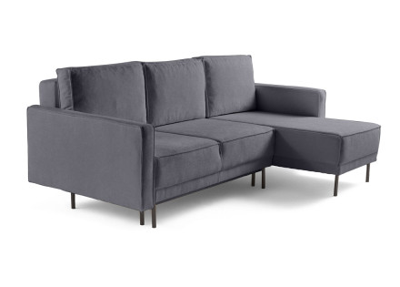 Canapé d'angle réversible convertible avec coffre en tissu Charlie