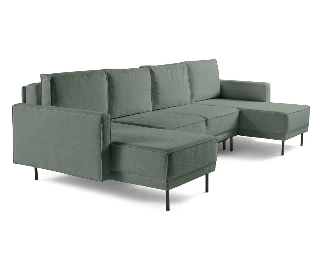 Canapé panoramique en U convertible avec coffre en tissu Charlie