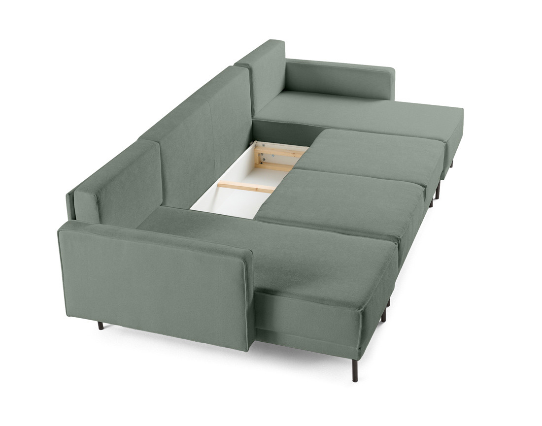 Canapé panoramique en U convertible avec coffre en tissu Charlie