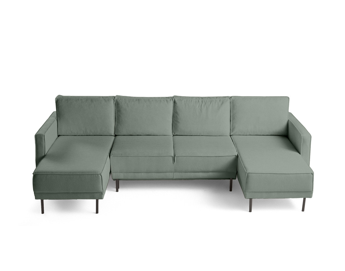 Canapé panoramique en U convertible avec coffre en tissu Charlie