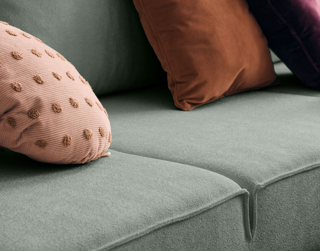 Canapé panoramique en U convertible avec coffre en tissu Charlie