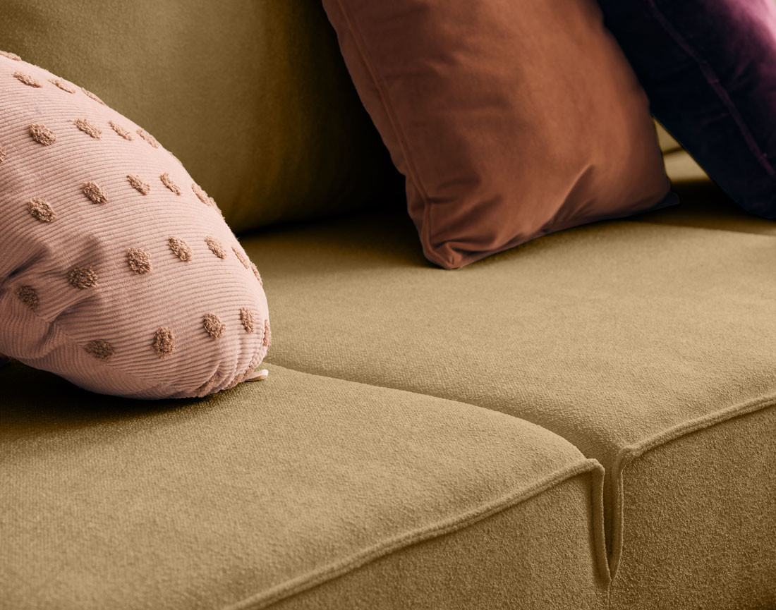 Canapé panoramique en U convertible avec coffre en tissu Charlie