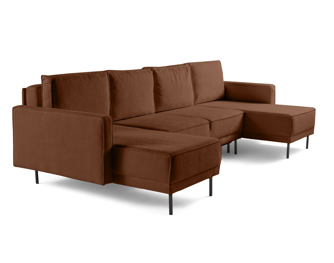 Canapé panoramique en U convertible avec coffre en tissu Charlie