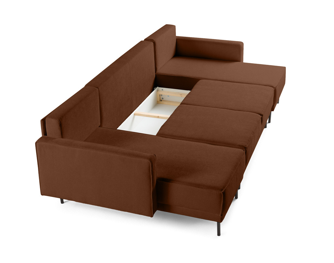 Canapé panoramique en U convertible avec coffre en tissu Charlie