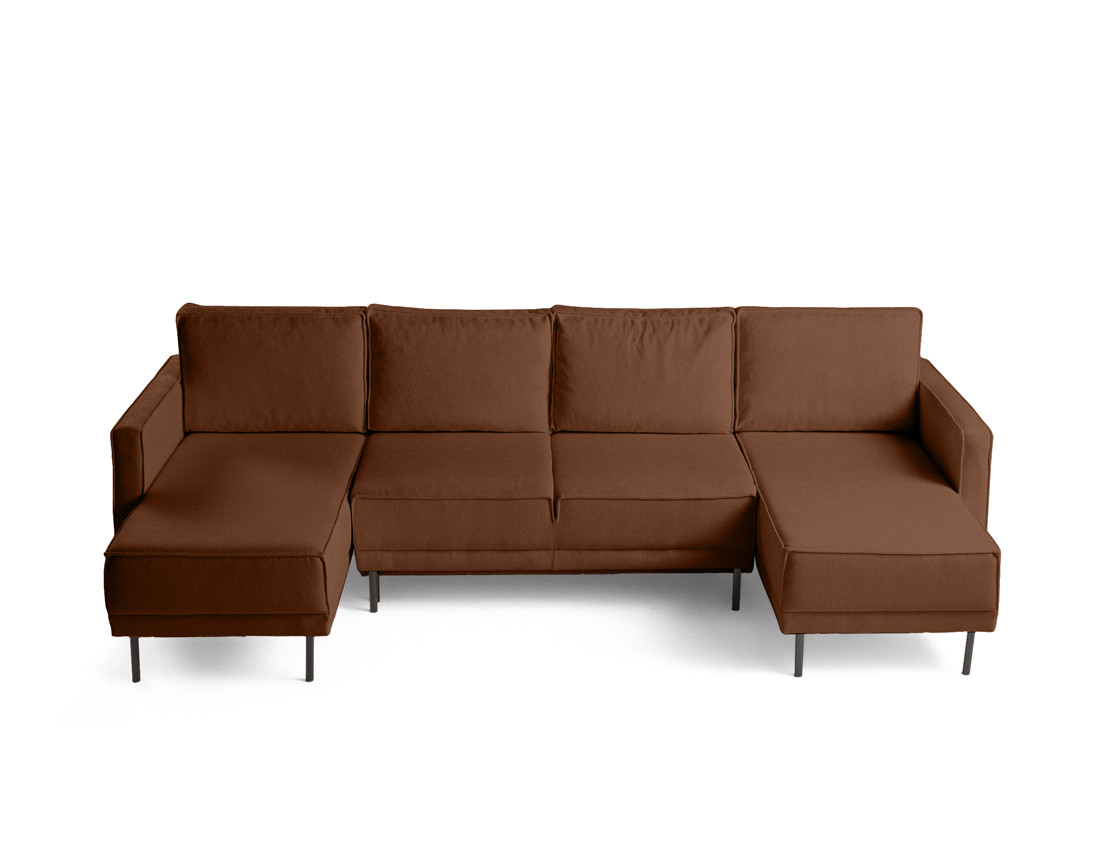 Canapé panoramique en U convertible avec coffre en tissu Charlie