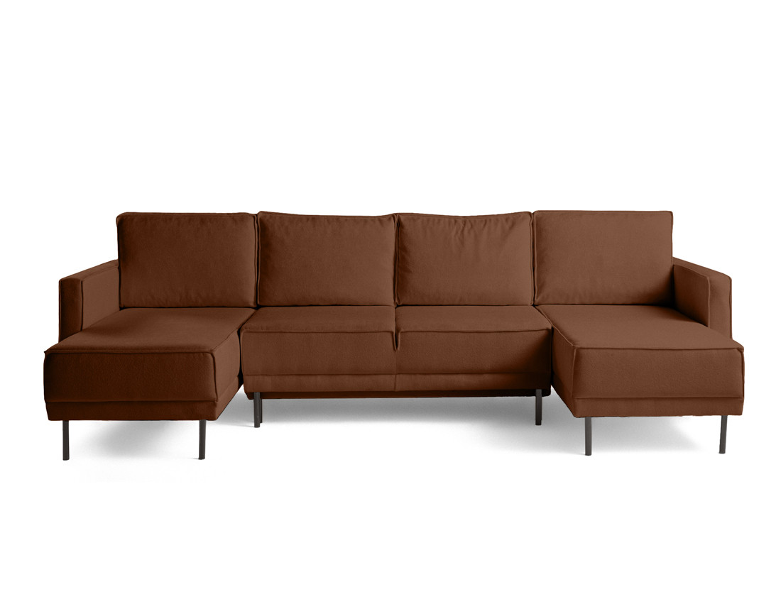 Canapé panoramique en U convertible avec coffre en tissu Charlie