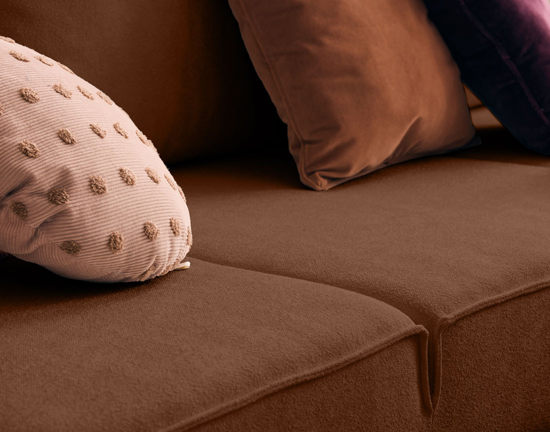 Canapé panoramique en U convertible avec coffre en tissu Charlie