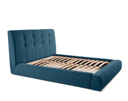 Lit coffre 140x190 cm en velours côtelé sommier inclus Onyx