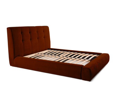 Lit coffre 160x200 cm en velours côtelé sommier inclus Onyx