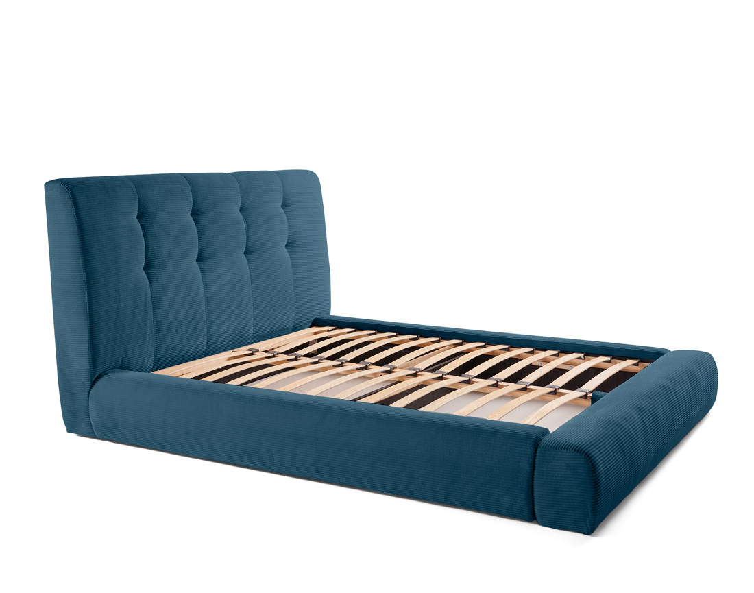 Lit coffre 180x200 cm en velours côtelé sommier inclus Onyx