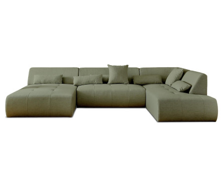 Canapé panoramique d'angle droit 7 places en tissu Onyx