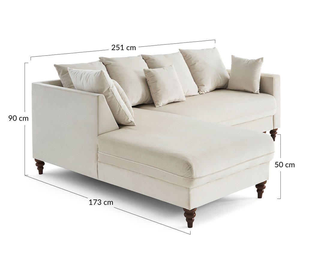 Canapé d'angle gauche 4 places convertible en velours Flamingo