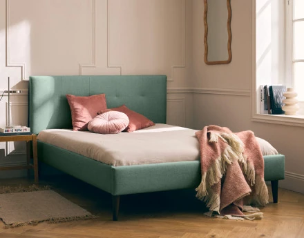 Lit 140x190 cm avec sommier inclus en tissu Monet